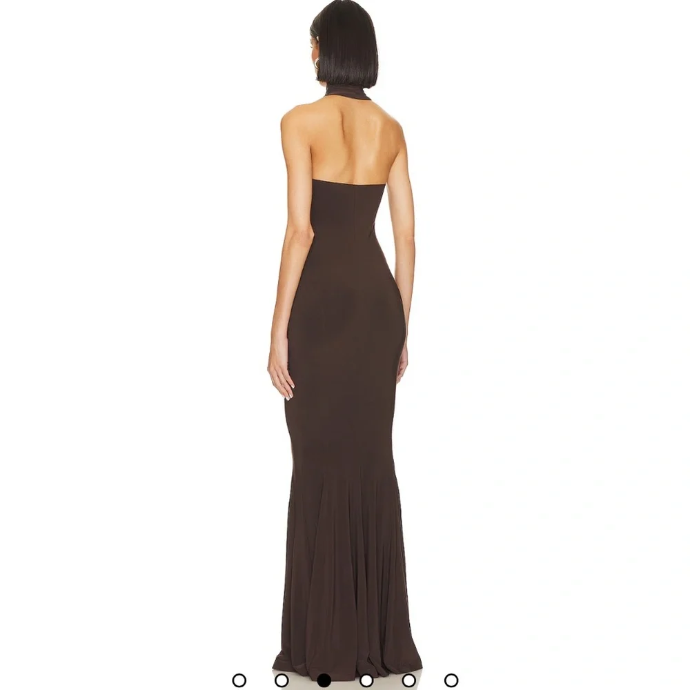 Norma Kamali Brown Halter Maxi Dress - Picture 3 of 11